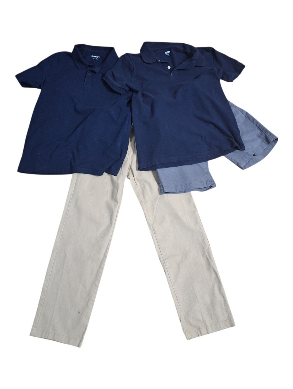 Old Navy School Uniform Lot Size 10/12-12 | 2 Navy Polos, Khaki Pants & Gray Sho